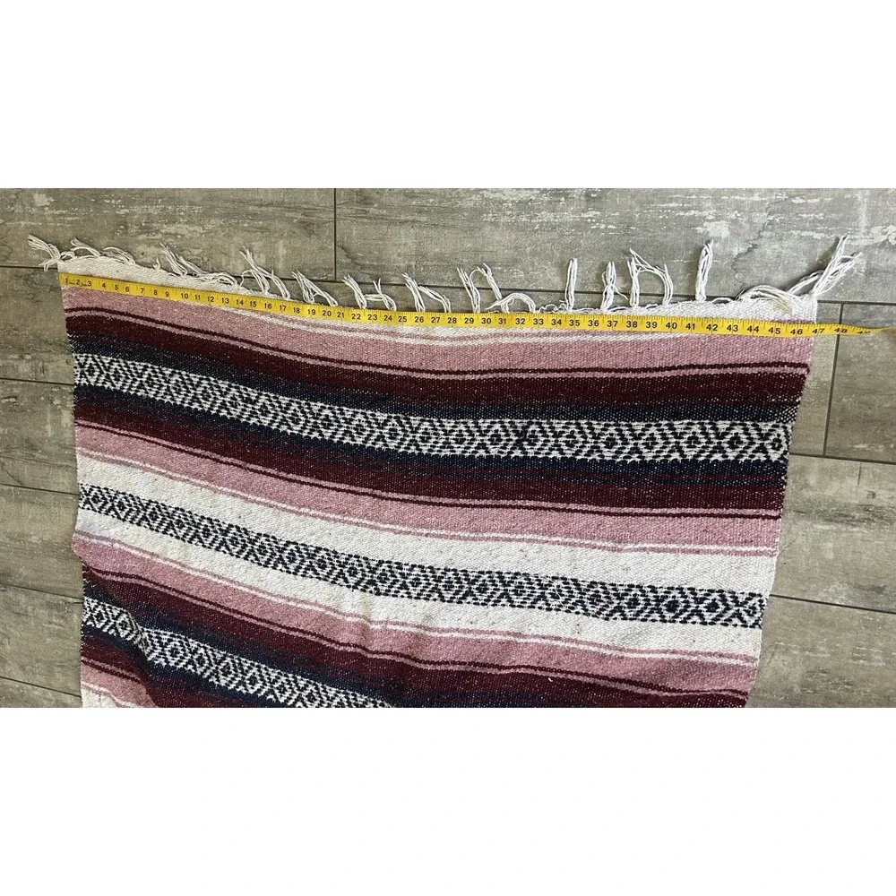 Vintage Wool Southwestern Blanket Mexican‎ Boho Western Aztec Falsa Saltillo